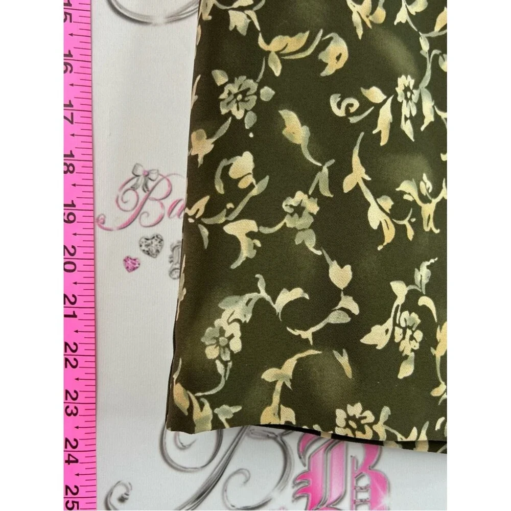 Jessica skirt vintage floral light cream white Olive Green Floral Midi Skirt